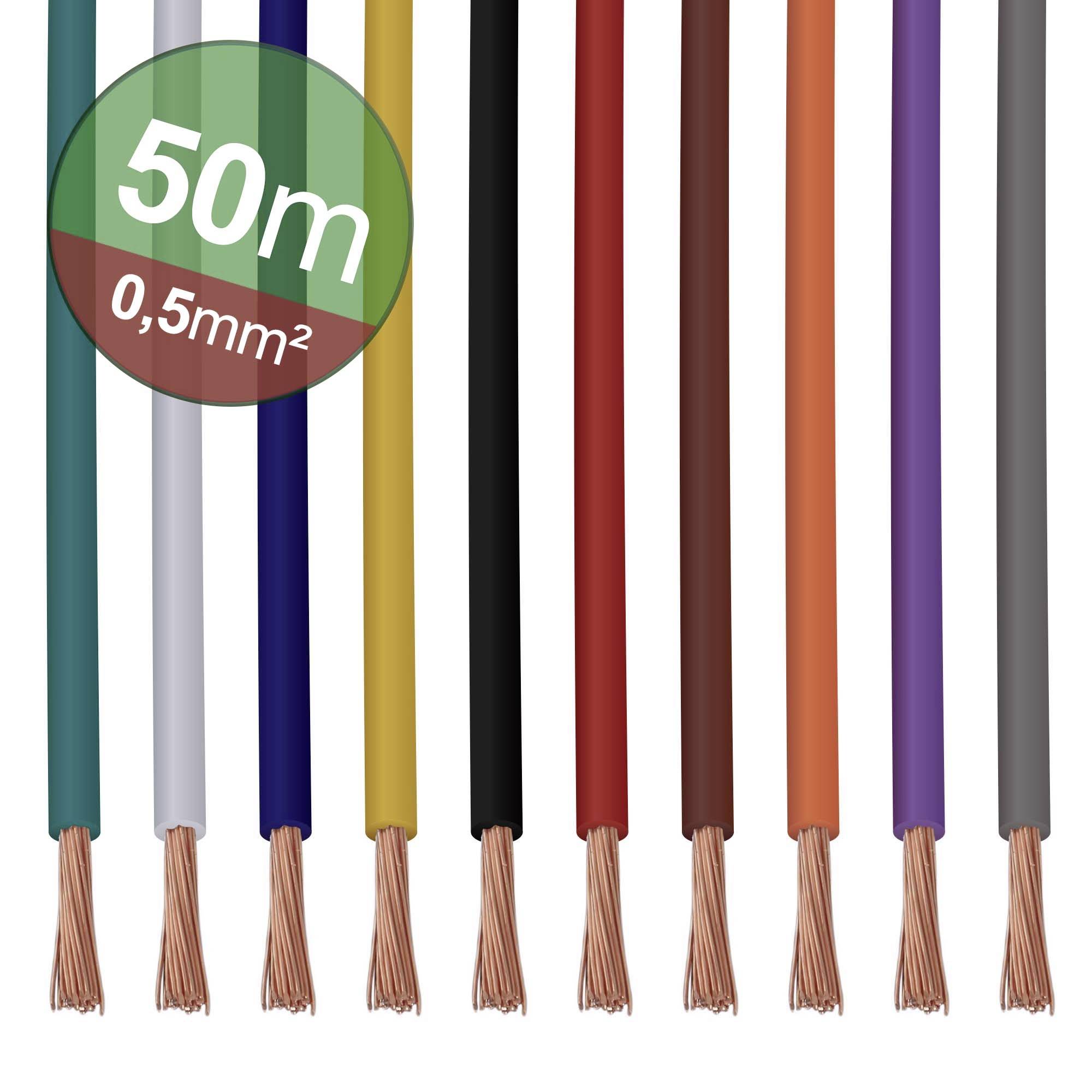 Quadrios 22CW004 Litssortiment 1 x 0.5 mm² Vit, Blå, Brun, Orange, Grön, Gul, Grå, Violett, Svart, Röd 1 set