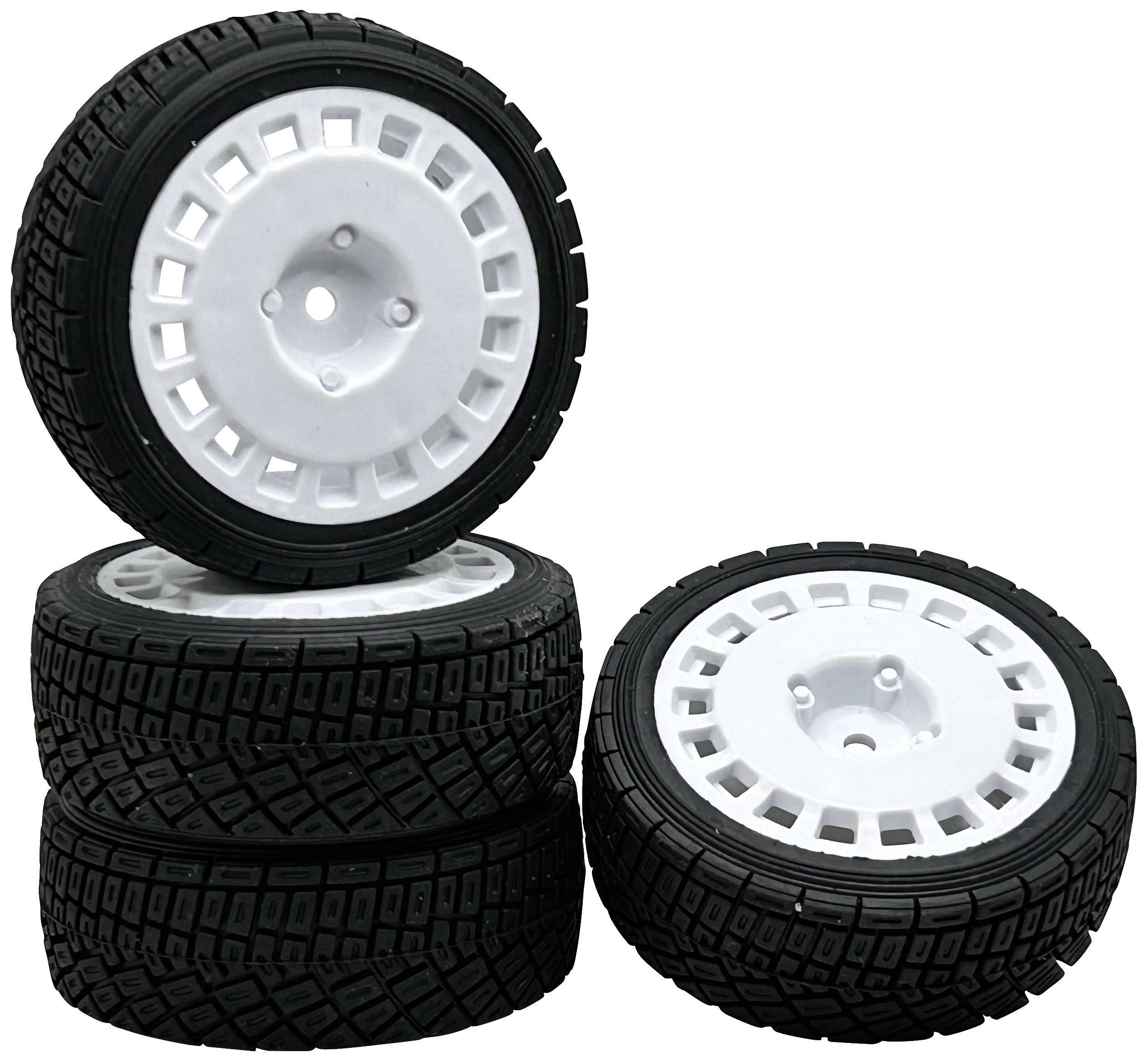 Reely 1:10 Gatumodell, Sportbil, Rally Kompletta hjul Rally RA Vit 4 st