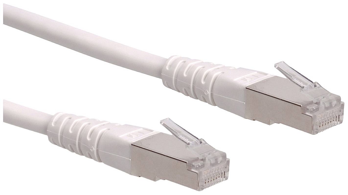 Roline 21.15.1316 RJ45 Nätverkkabel, Patchkabel CAT 6 S/FTP 0.30 m Vit dubbelt skärmad 1 st