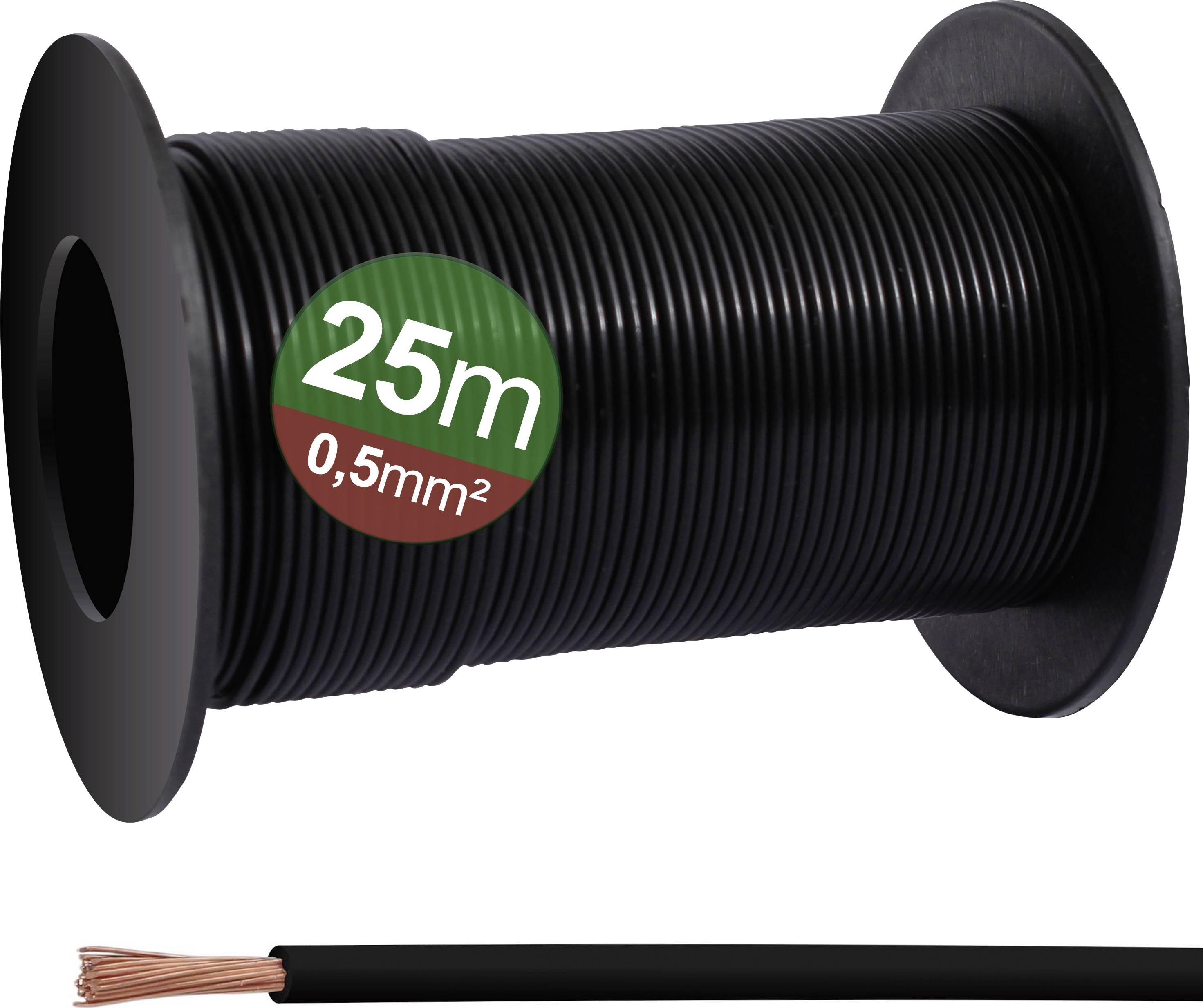 Quadrios 23CW025 Enkelledare 0.5 mm² Svart 25 m