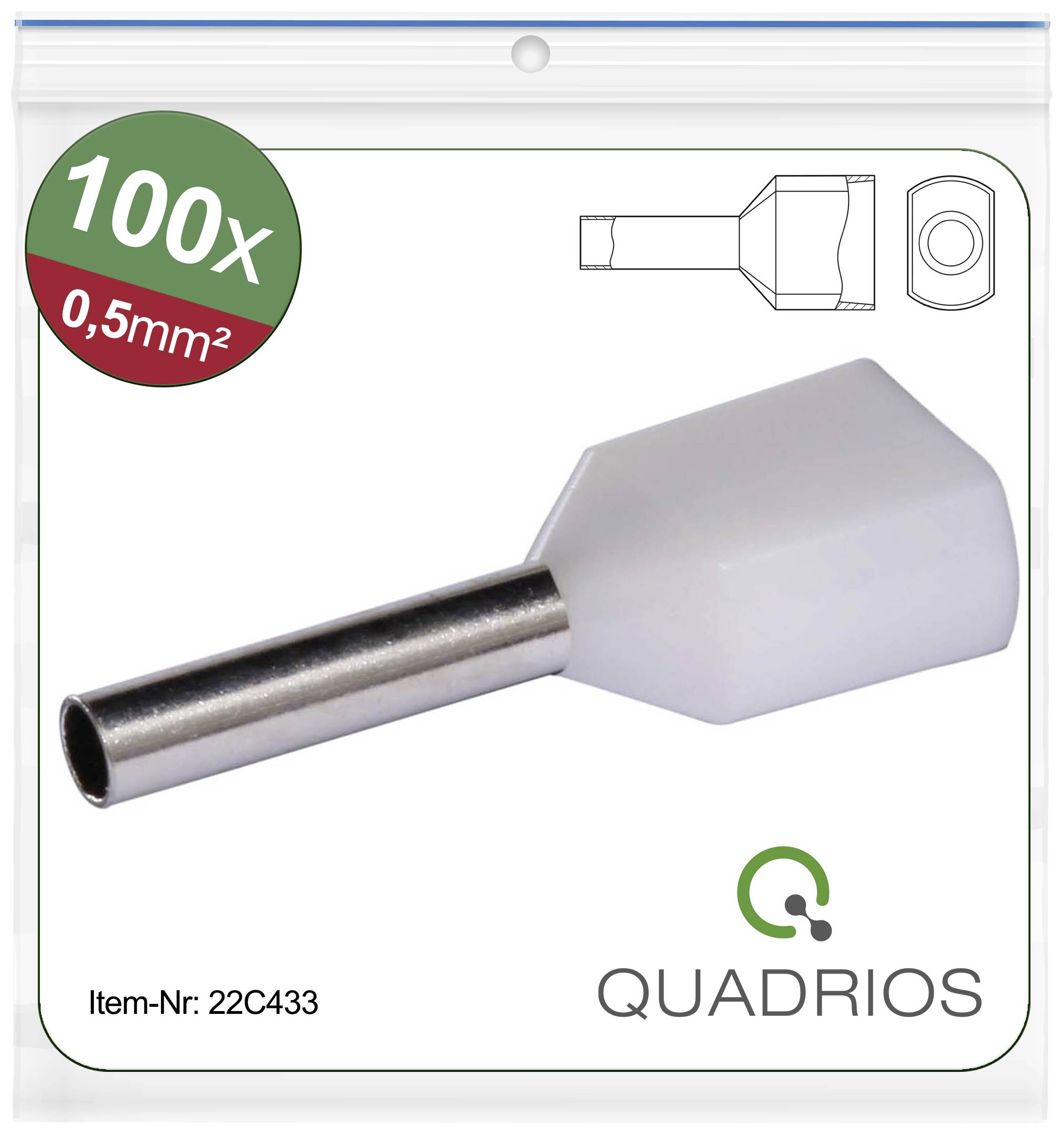 Quadrios 22C433 Dubbla ändhylsor 0.5 mm² Delisolerad Vit 1 set