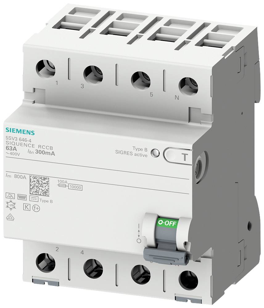 Siemens 5SV33444 Felström-skyddsbrytare B 4-polig 40 A 0.03 A 400 V