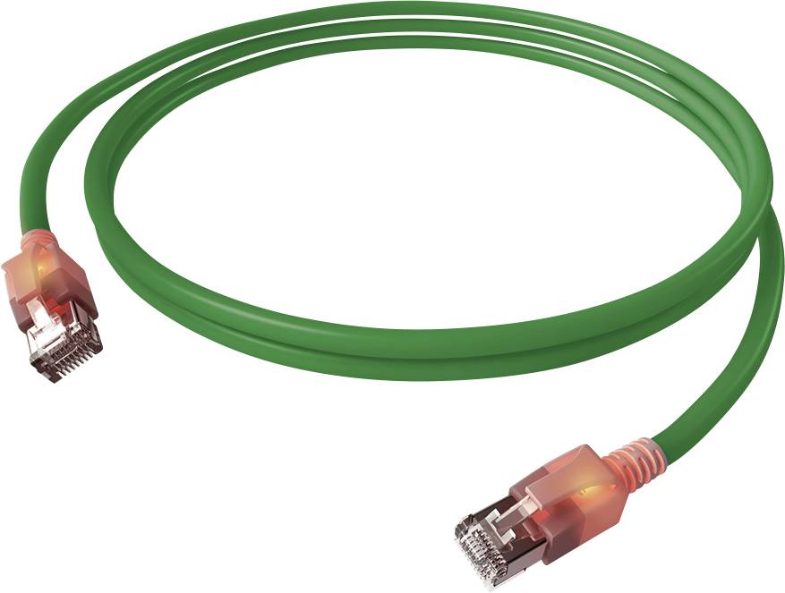 Easylan CS1OGADAD0070 RJ45 Nätverkkabel, Patchkabel CAT 6A S/FTP 7.00 m Grön dubbelt skärmad, Halogenfri, Flamskyddsmede
