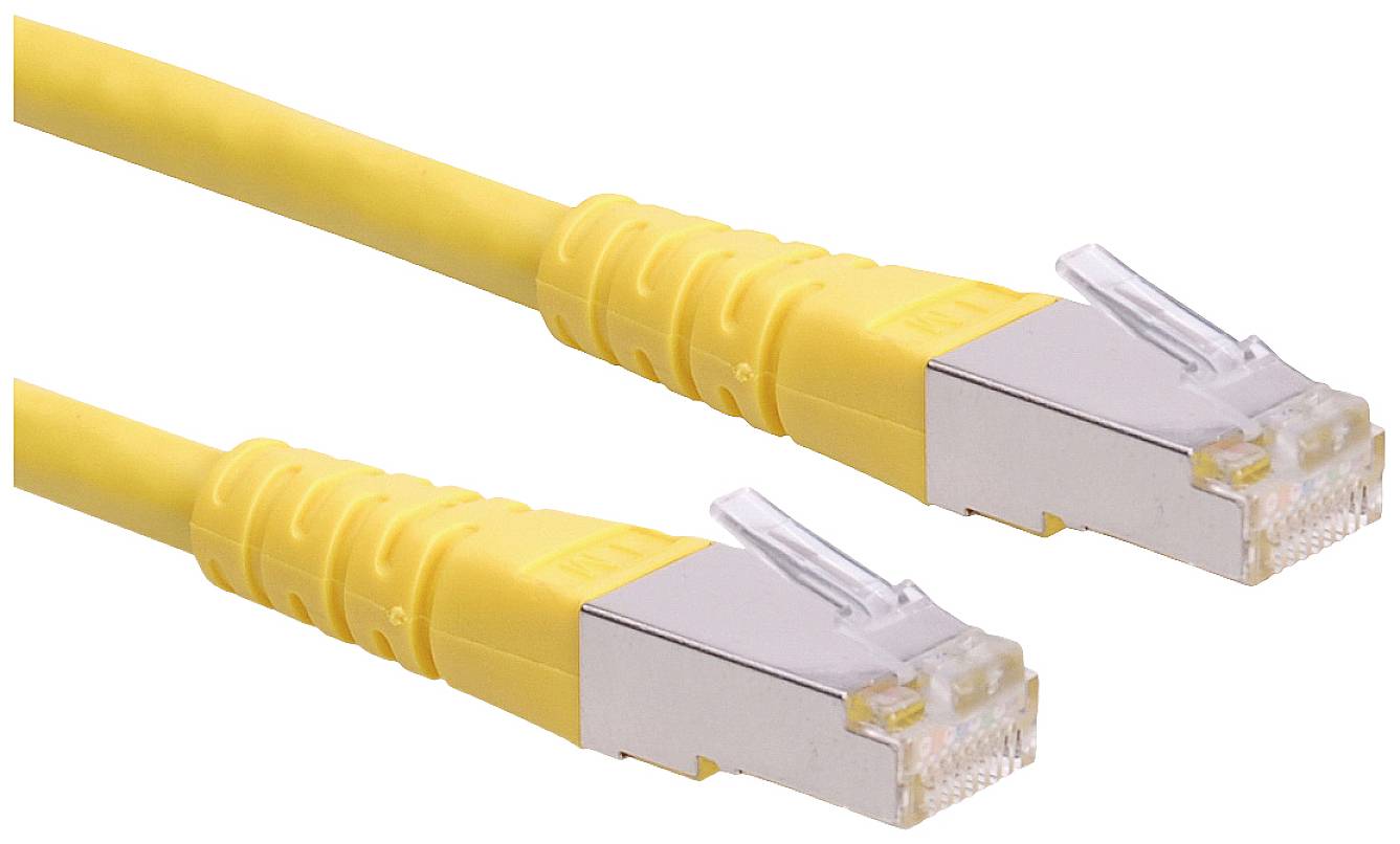 Roline 21.15.1322 RJ45 Nätverkkabel, Patchkabel CAT 6 S/FTP 0.50 m Gul dubbelt skärmad 1 st