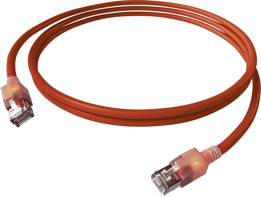 Easylan CS1ORADAD0070 RJ45 Nätverkkabel, Patchkabel CAT 6A S/FTP 7.00 m Röd (klar) dubbelt skärmad, Halogenfri, Flamskyd