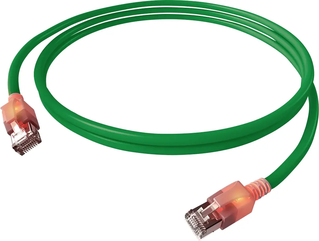 Easylan CS1OGADAD0050 RJ45 Nätverkkabel, Patchkabel CAT 6A S/FTP 5.00 m Grön dubbelt skärmad, Halogenfri, Flamskyddsmede