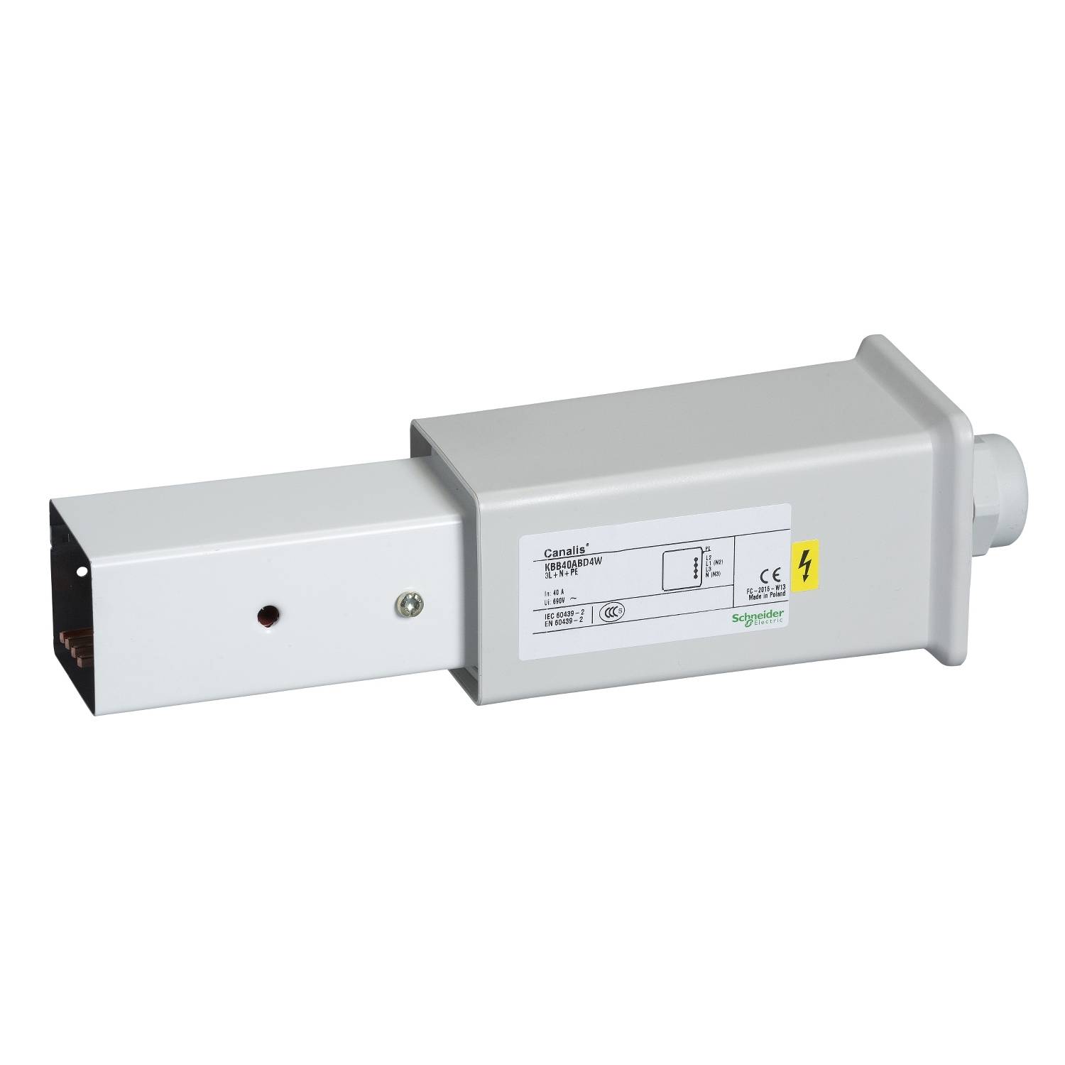 Schneider Electric KBB40ABD4W KBB ändinmatning 40A, högermontering, 3L+N+PE Ändinmatning 1 st