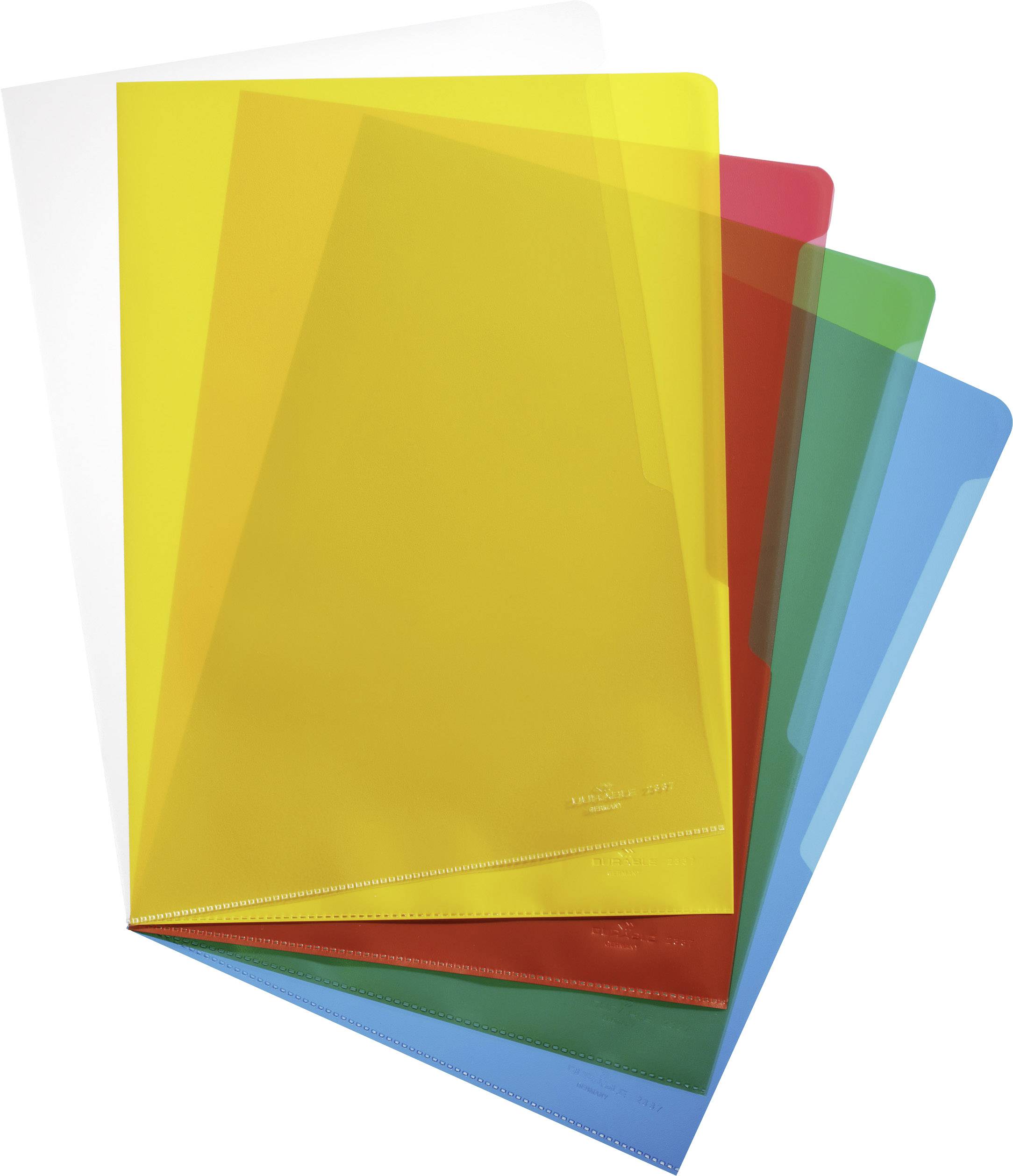 Durable Genomskinlig plastficka 2337 DIN A4 Polypropylen 0.12 mm Transparent, Gul, Röd, Grön, Blå 233700 100 st