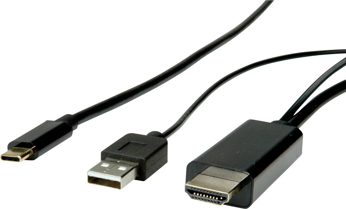 Roline USB-C® / HDMI Adapterkabel USB-C®-kontakt, HDMI-A-kontakt 2.00 m Svart 11.04.5956 USB-C®-skärmkabel