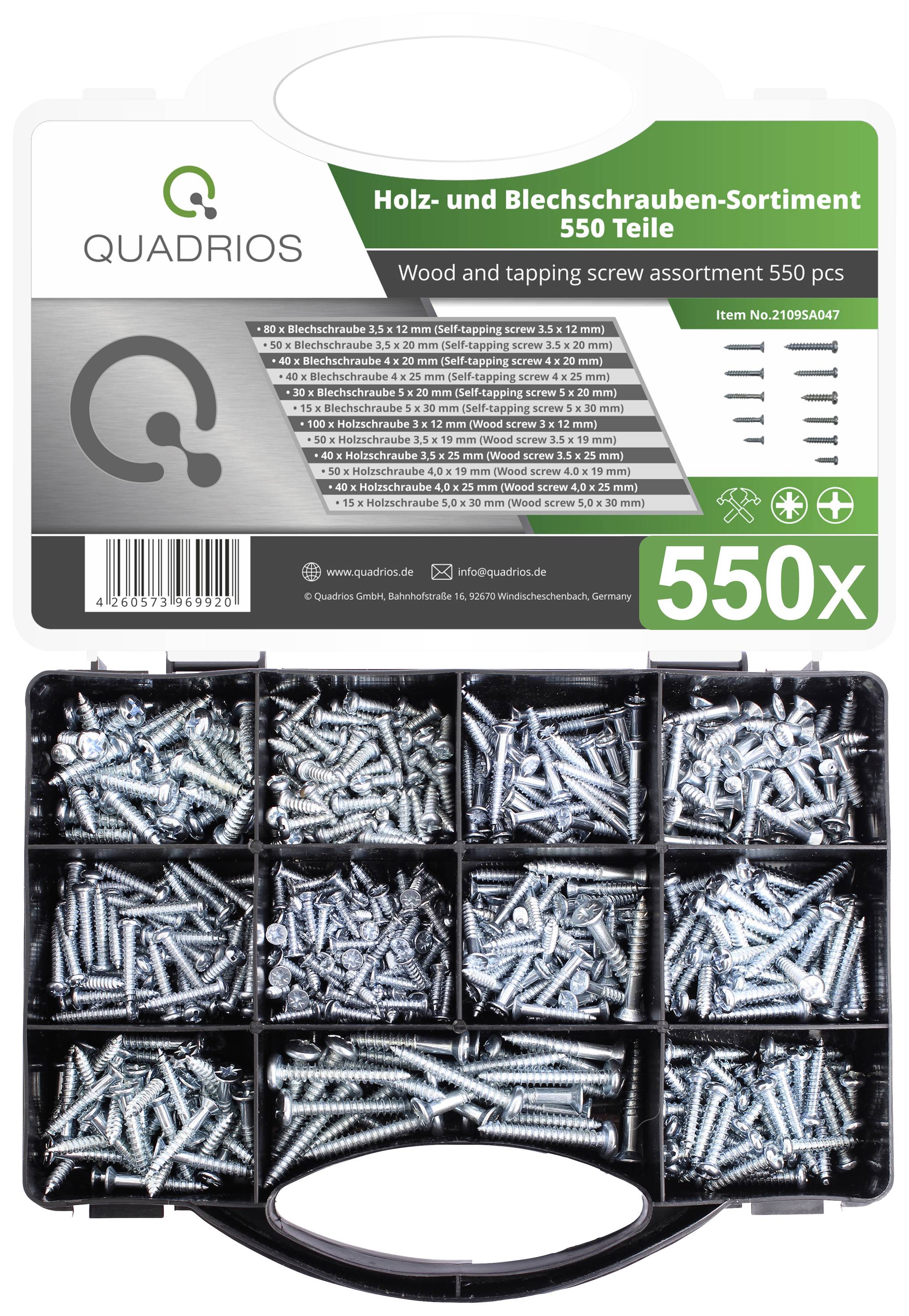 Quadrios 2109SA047 2109SA047 Gängande skruvar sortiment 550 st