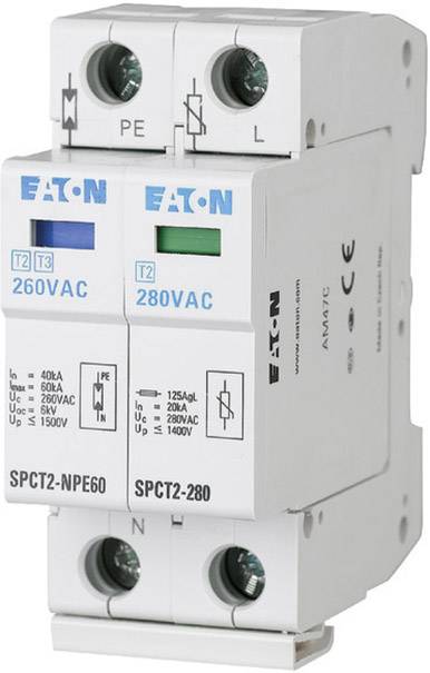 Eaton 167621 SPCT2-335-1+NPE Överspänningsskydd-avledare Överspänningsskydd för: Fördelningsskåp 20 kA 1 st