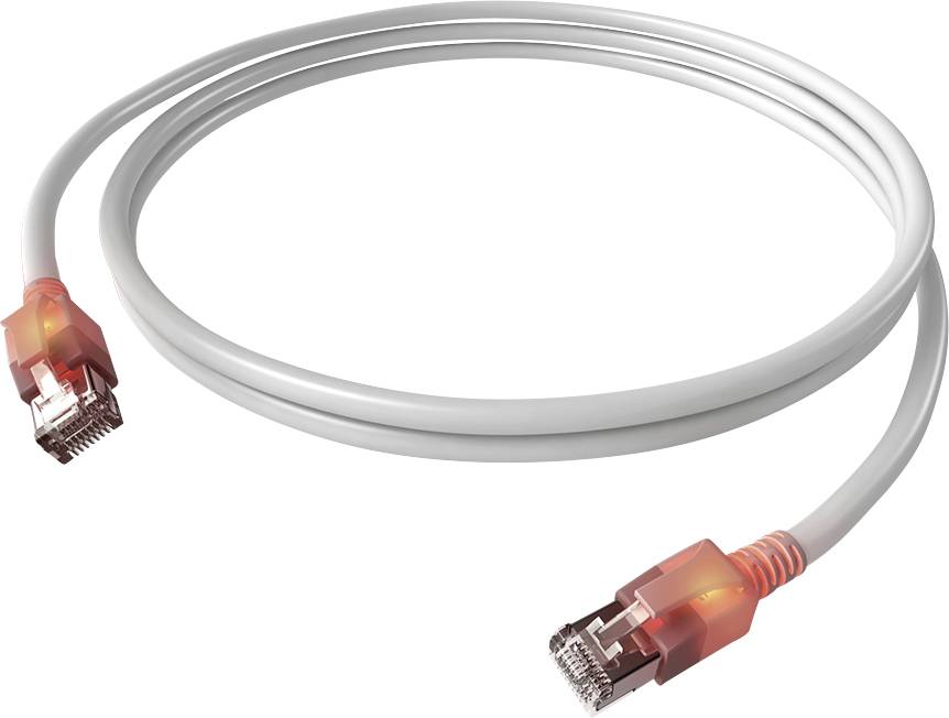 Easylan CS1OWADAD0070 RJ45 Nätverkkabel, Patchkabel CAT 6A S/FTP 7.00 m Vit dubbelt skärmad, Halogenfri, Flamskyddsmedel