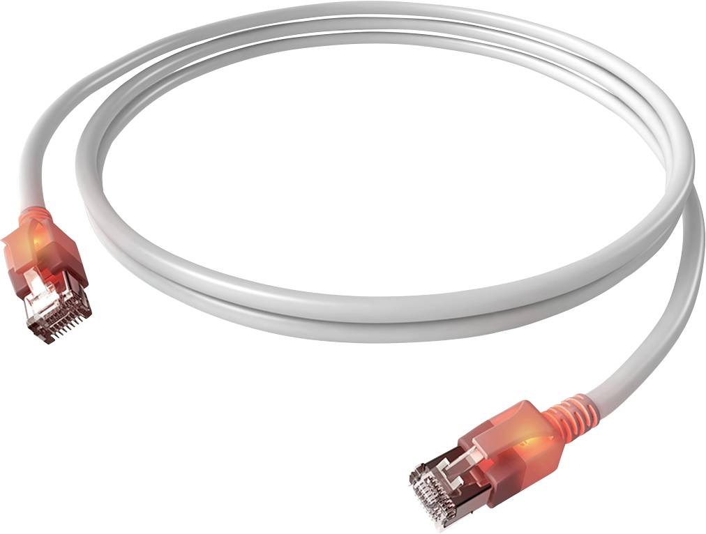 Easylan CS1OWADAD0050 RJ45 Nätverkkabel, Patchkabel CAT 6A S/FTP 5.00 m Vit dubbelt skärmad, Halogenfri, Flamskyddsmedel