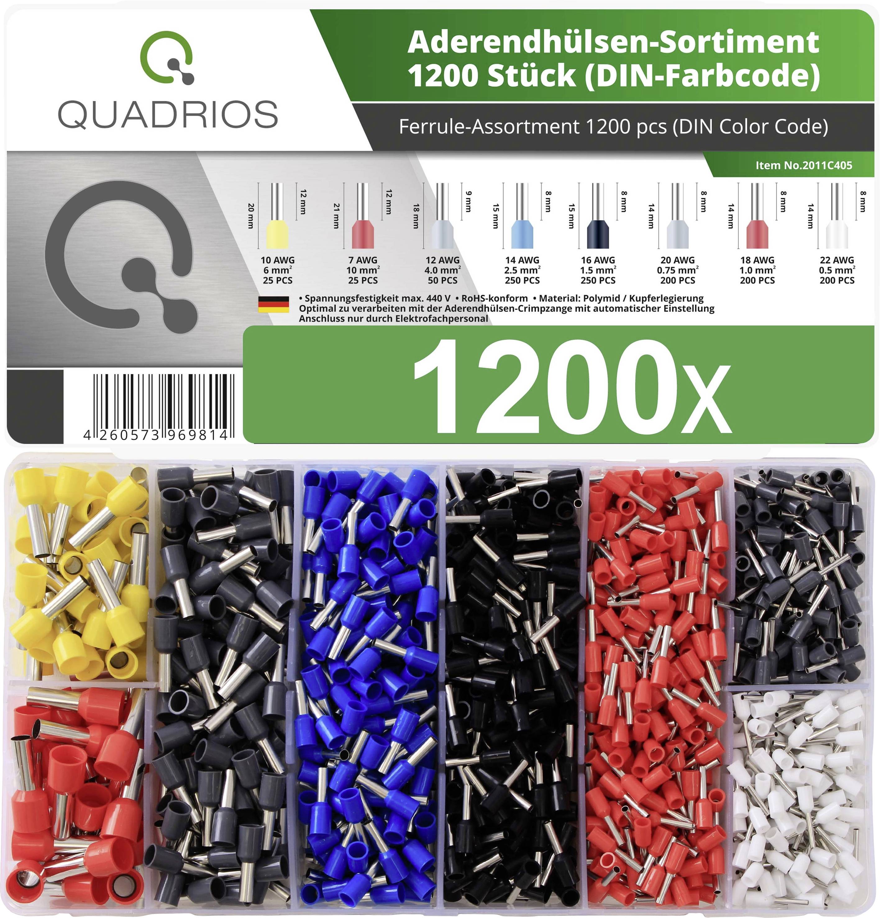 Quadrios 2011C405 Ändhylsa sortiment Delisolerad Flerfärgad 1200 st