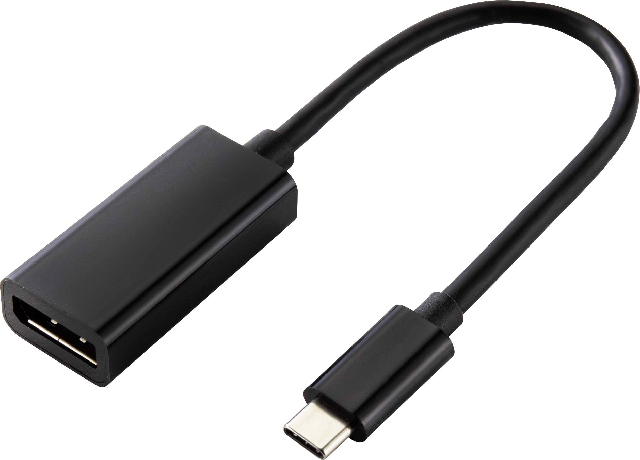 Renkforce USB-C® / DisplayPort Adapterkabel USB-C®-kontakt, DisplayPort-uttag 0.14 m Svart RF-4613070 USB-C®-skärmkabel
