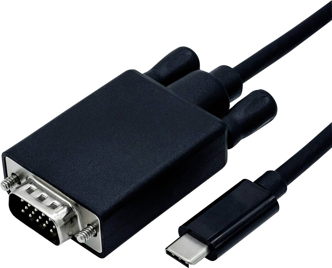 Roline USB-C® / VGA Adapterkabel USB-C®-kontakt, VGA 15-polig Kontakt 1.00 m Svart 11.04.5820 USB-C®-skärmkabel