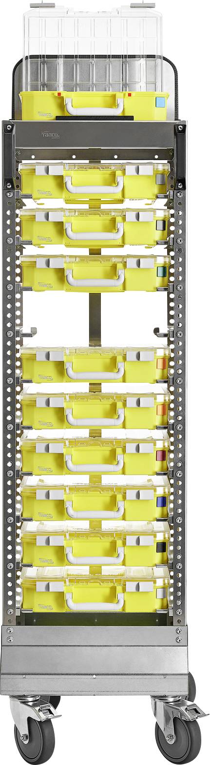 raaco CarryLite 80 4×8 Vagn för sortimentväska (B x H x D) 415 x 1580 x 425 mm Antal fack: 10 Innehåll 1 st