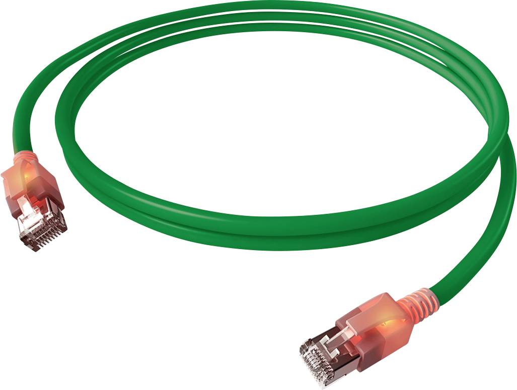 Easylan CS1OGADAD0015 RJ45 Nätverkkabel, Patchkabel CAT 6A S/FTP 1.50 m Grön dubbelt skärmad, Halogenfri, Flamskyddsmede
